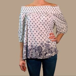 XS White and blue off-the-shoulder top - Max Jeans brand